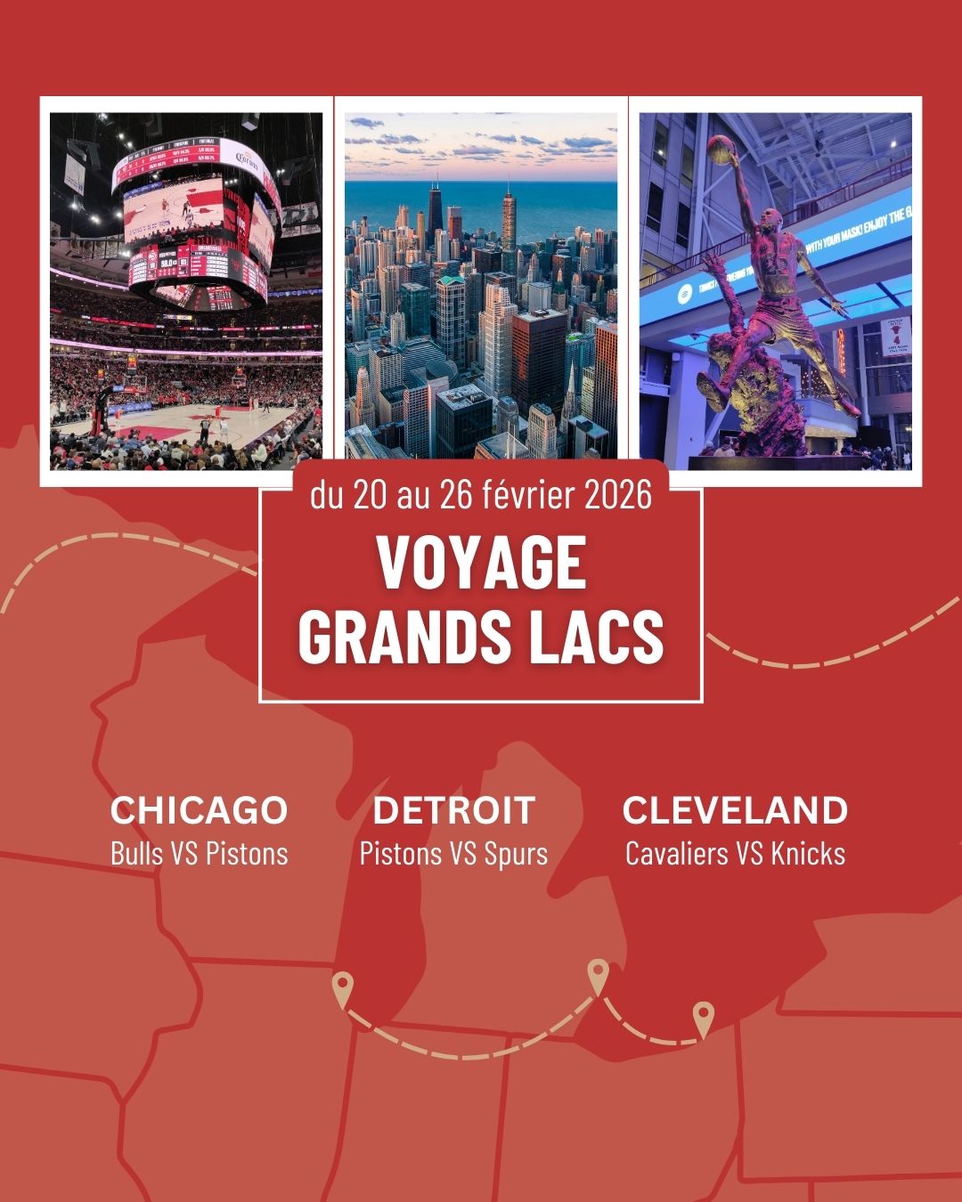 Voyage Basket US - Grands Lacs Chicago + Detroit + Cleveland